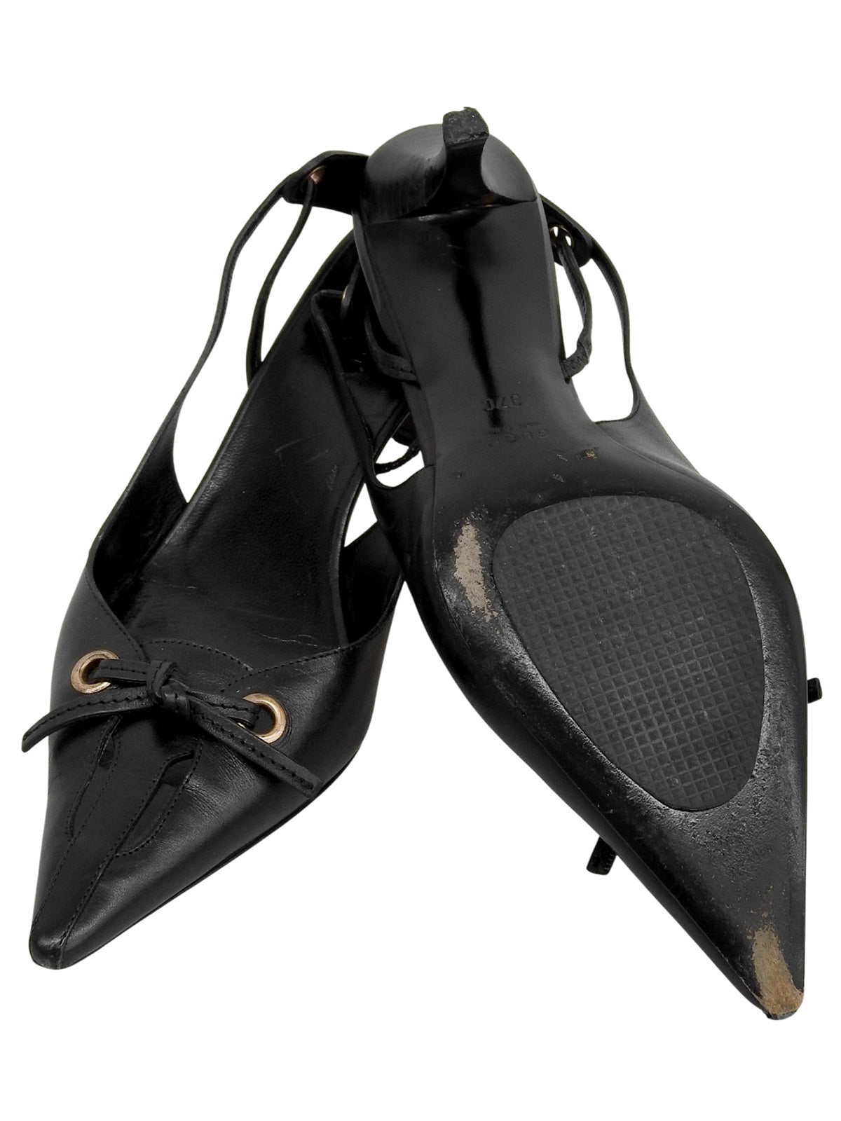 リボンポインテッドトゥミュール ブラック