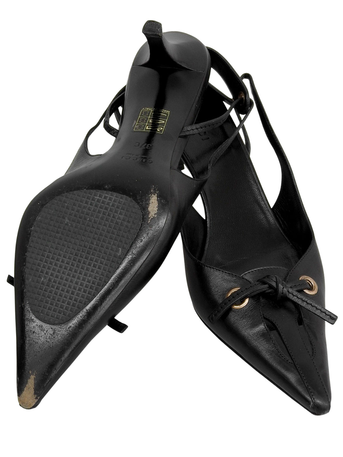 リボンポインテッドトゥミュール ブラック