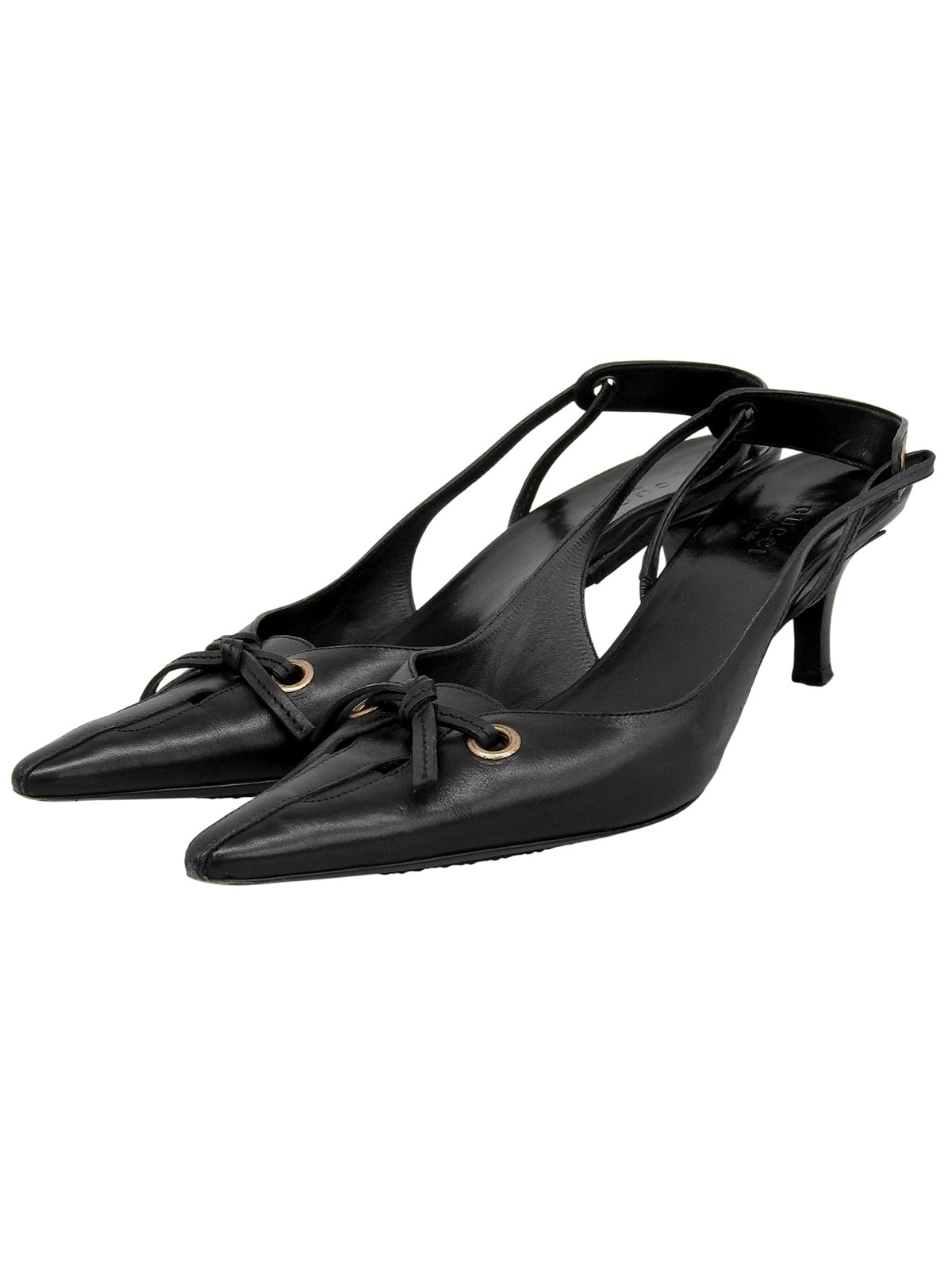 リボンポインテッドトゥミュール ブラック