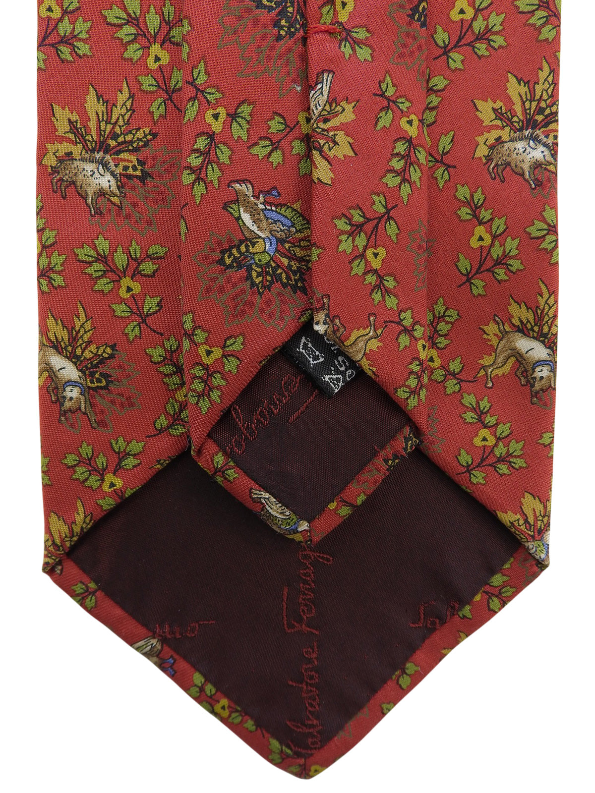 Animal pattern tie in red
