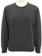 Grey wool logo embroidered long sleeve knit