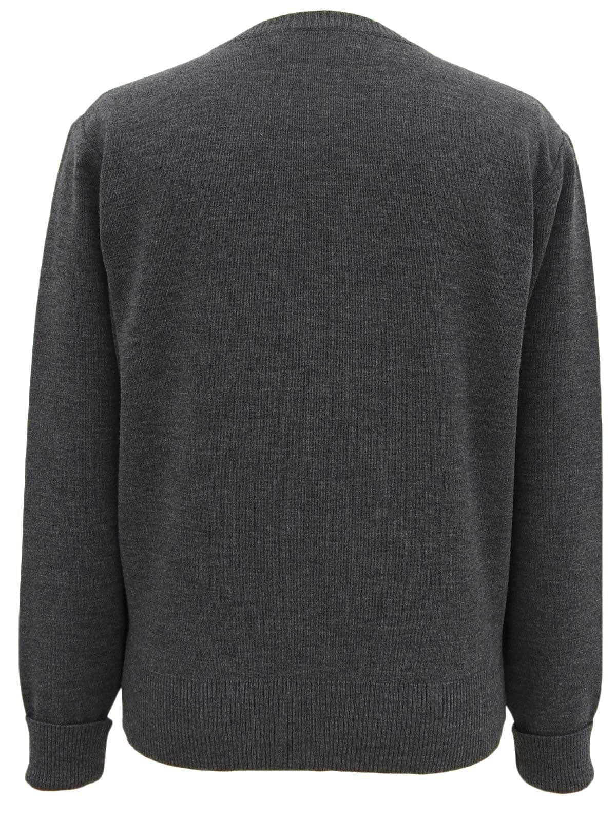 ウールロゴ刺繍長袖ニット グレー