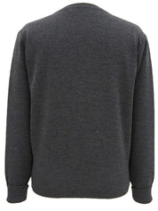 ウールロゴ刺繍長袖ニット グレー