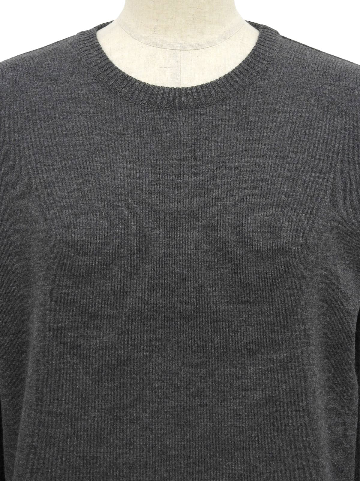 Grey wool logo embroidered long sleeve knit