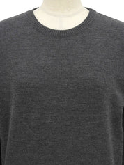 Grey wool logo embroidered long sleeve knit