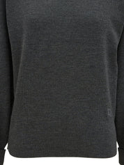 ウールロゴ刺繍長袖ニット グレー