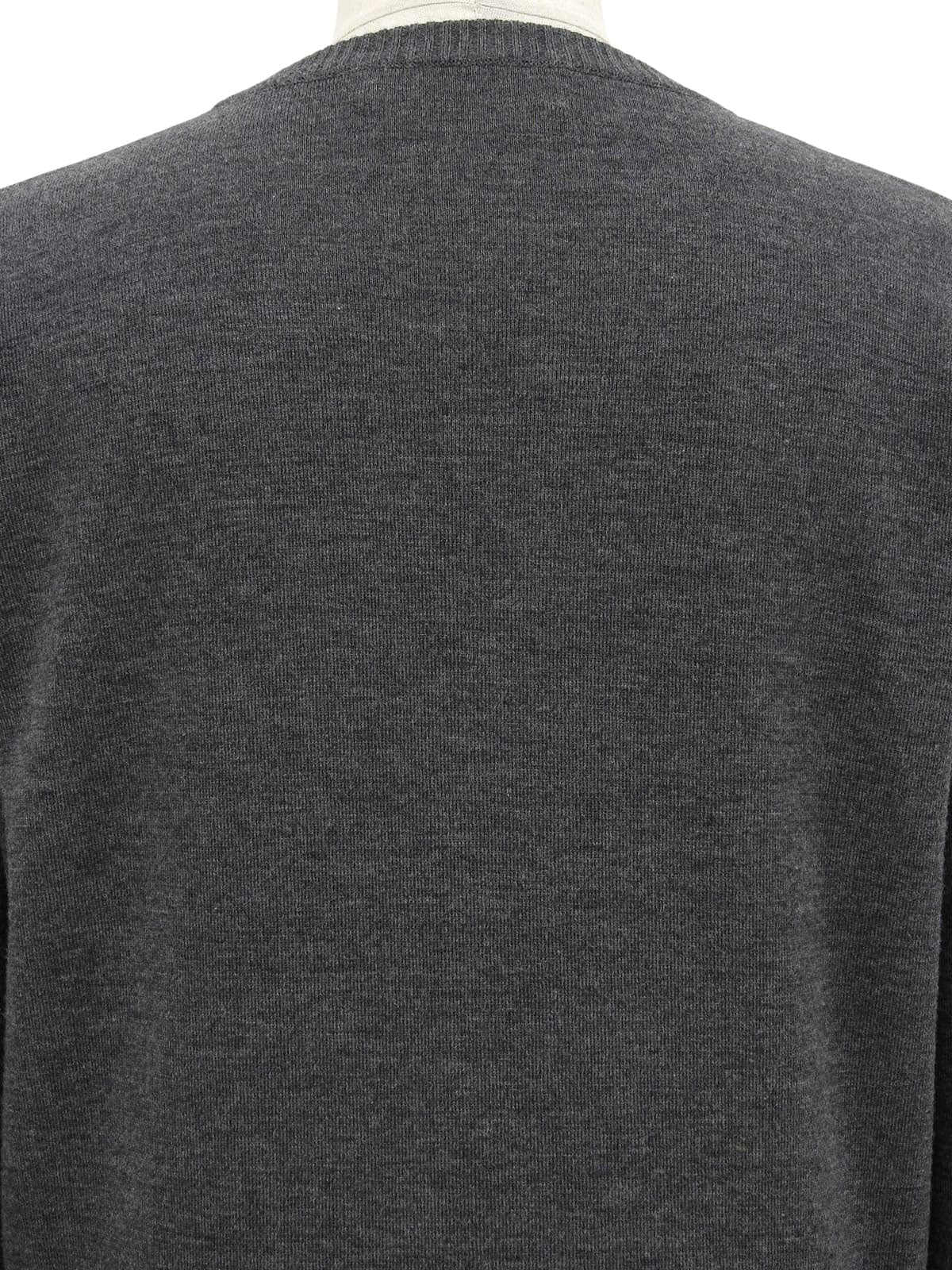 Grey wool logo embroidered long sleeve knit