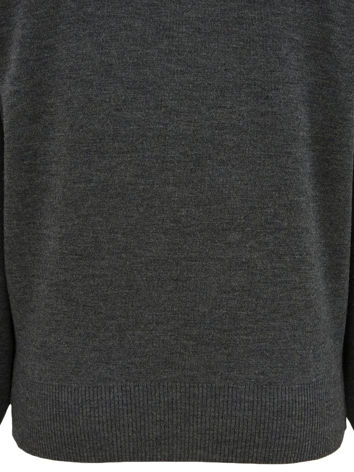 Grey wool logo embroidered long sleeve knit