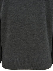 Grey wool logo embroidered long sleeve knit