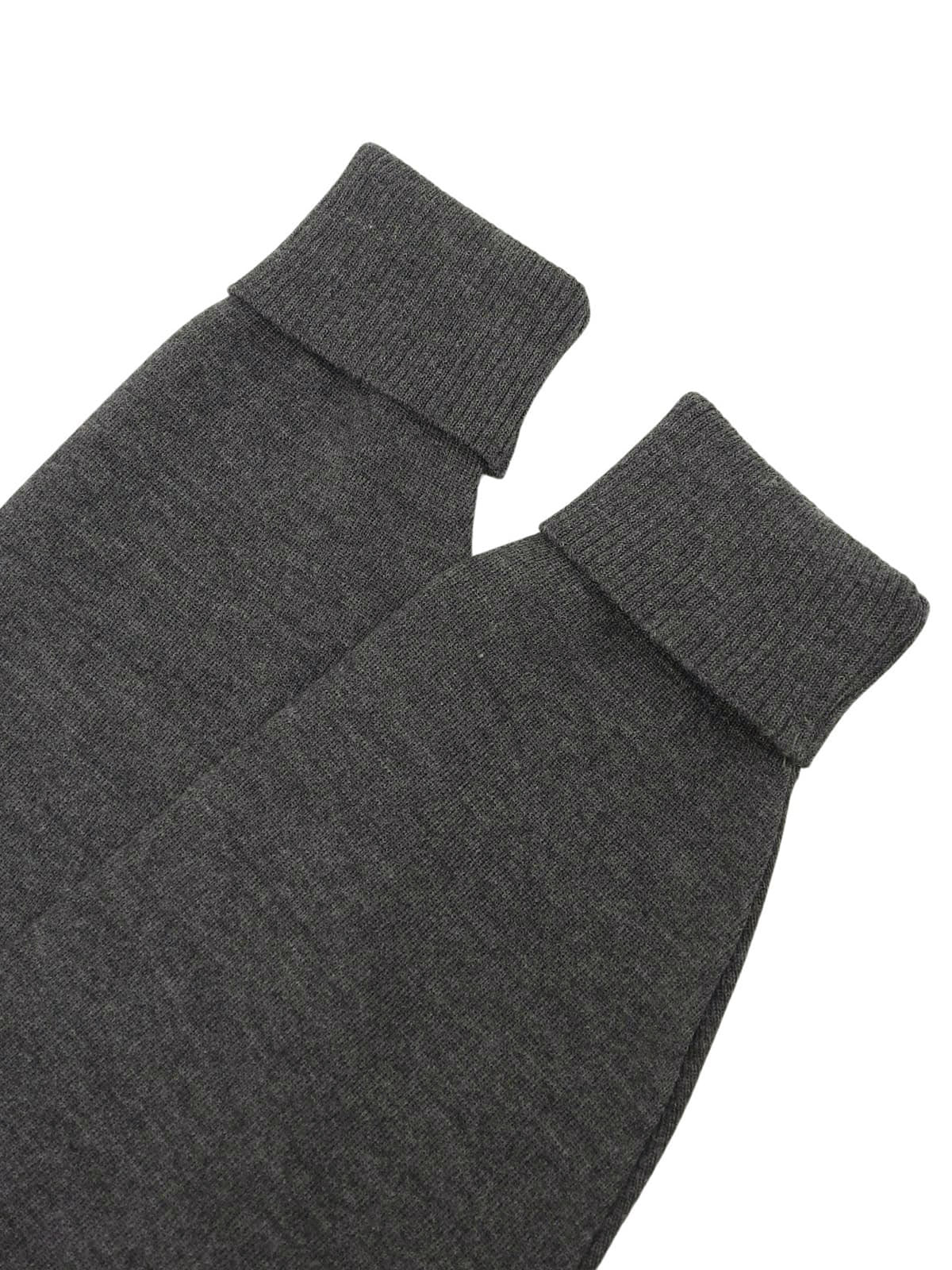 ウールロゴ刺繍長袖ニット グレー