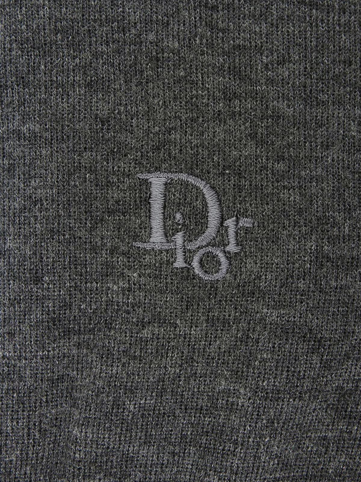 ウールロゴ刺繍長袖ニット グレー