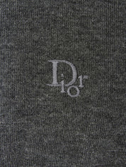 Grey wool logo embroidered long sleeve knit