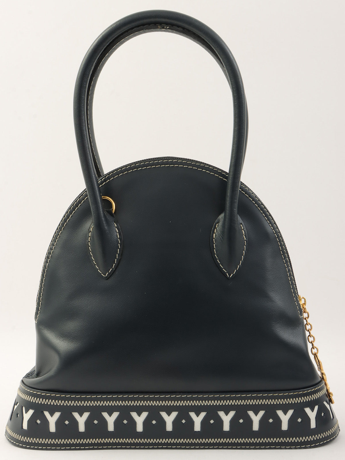 Y-Cut Logo Charm 2-Way Handbag Navy/White