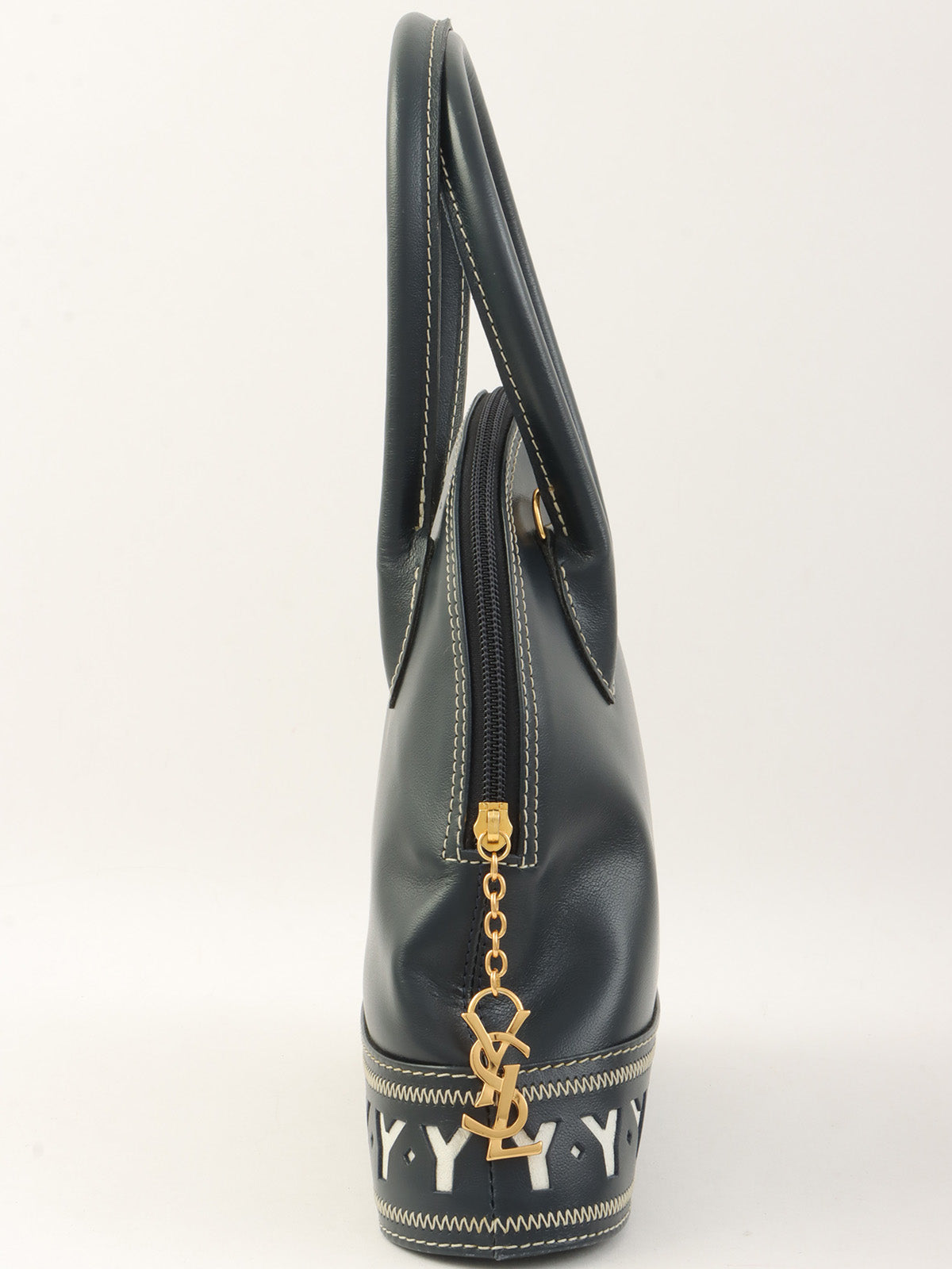 Y-Cut Logo Charm 2-Way Handbag Navy/White