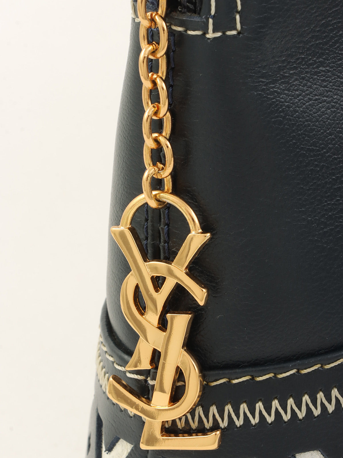 Y-Cut Logo Charm 2-Way Handbag Navy/White