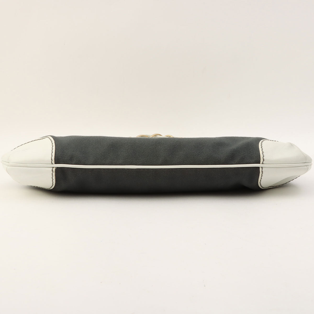 Circa 2003 Canvas CC Mark Stitch Chain Shoulder Bag Grey/White