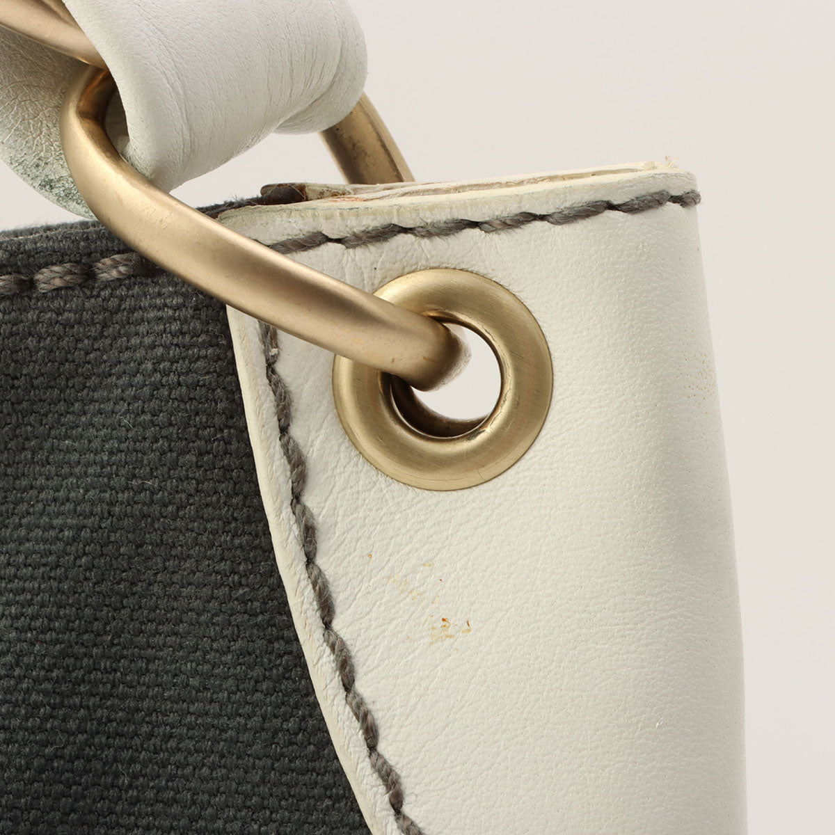 Circa 2003 Canvas CC Mark Stitch Chain Shoulder Bag Grey/White