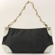 Circa 2003 Canvas CC Mark Stitch Chain Shoulder Bag Grey/White