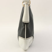 Circa 2003 Canvas CC Mark Stitch Chain Shoulder Bag Grey/White