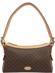 棕色单肩包，饰有碎石图案。