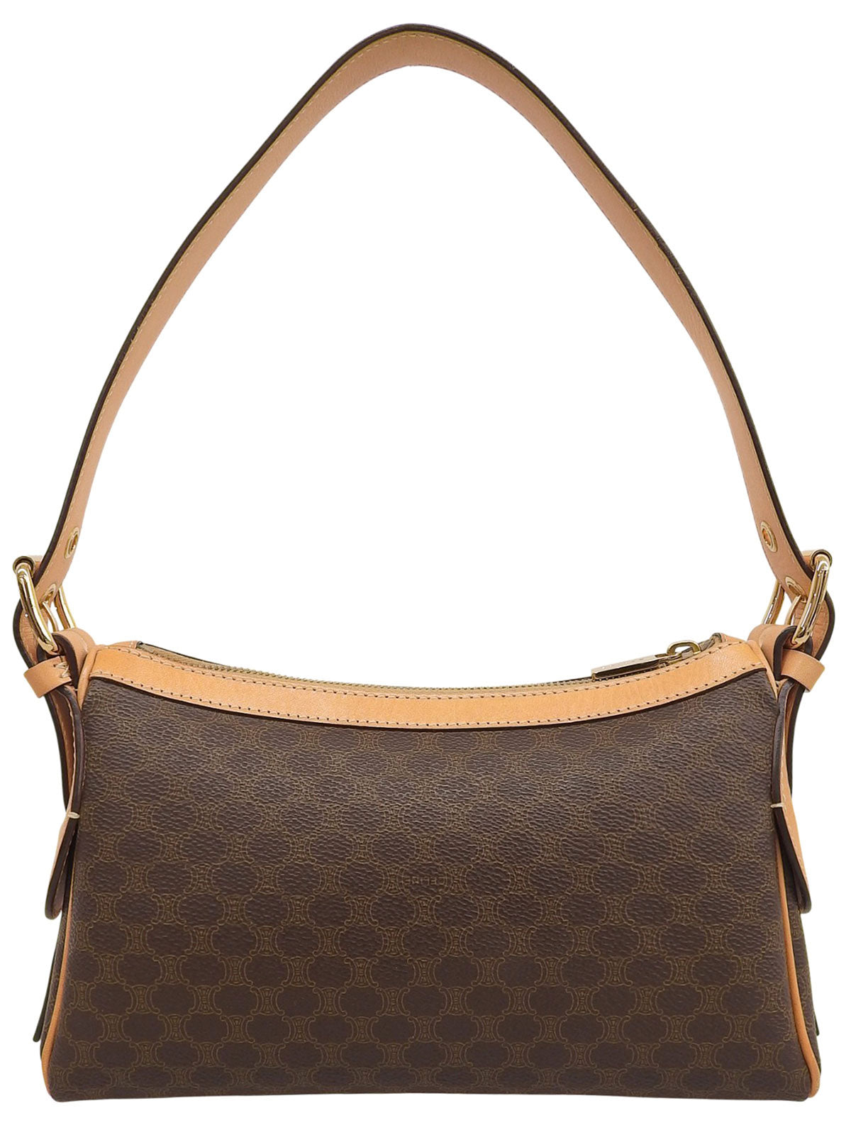 棕色单肩包，饰有碎石图案。