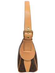 棕色单肩包，饰有碎石图案。