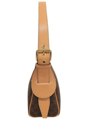 棕色单肩包，饰有碎石图案。