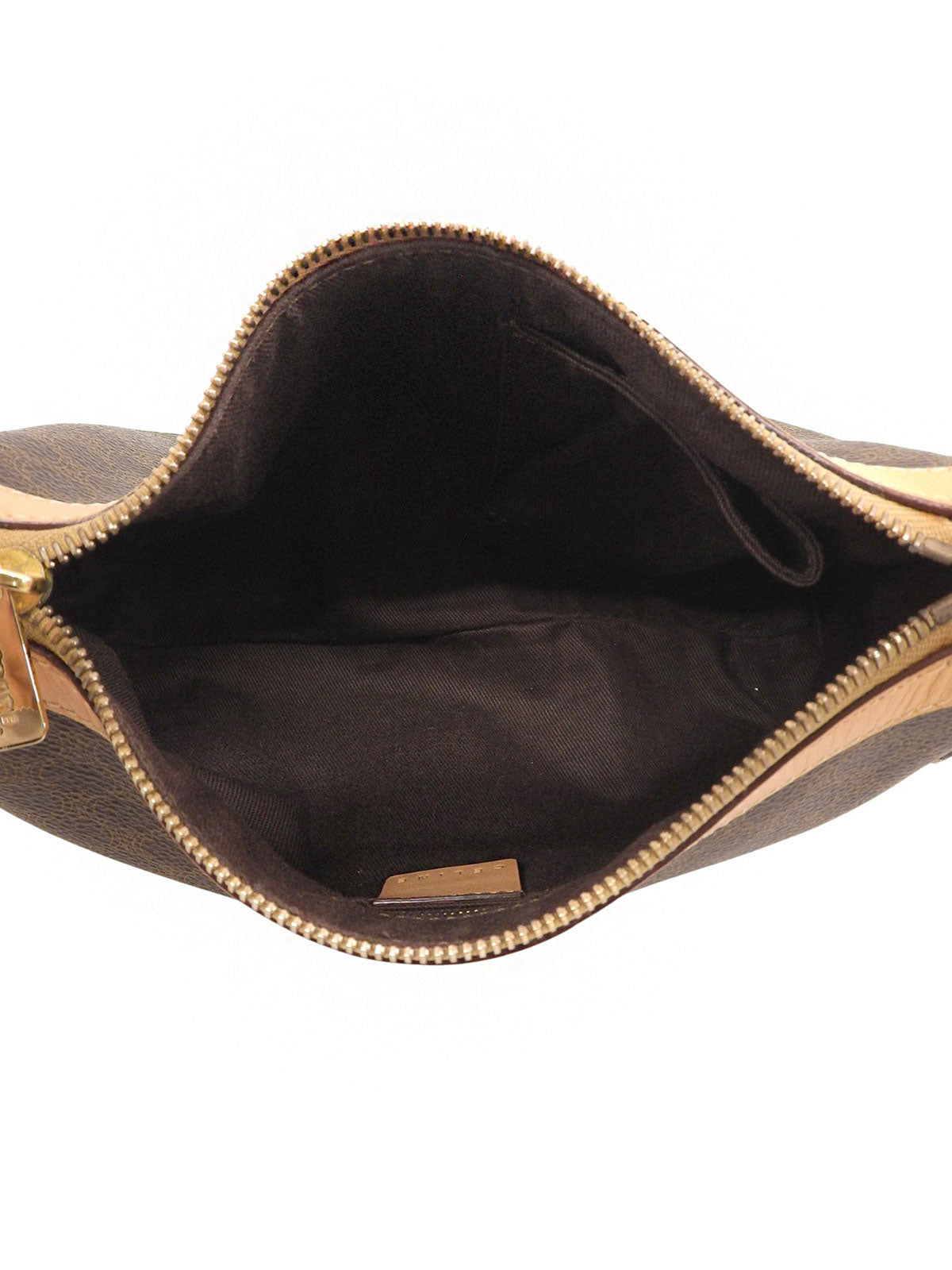 棕色单肩包，饰有碎石图案。