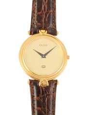 ラウンドロゴフェイスウォッチ ゴールド/ブラウン