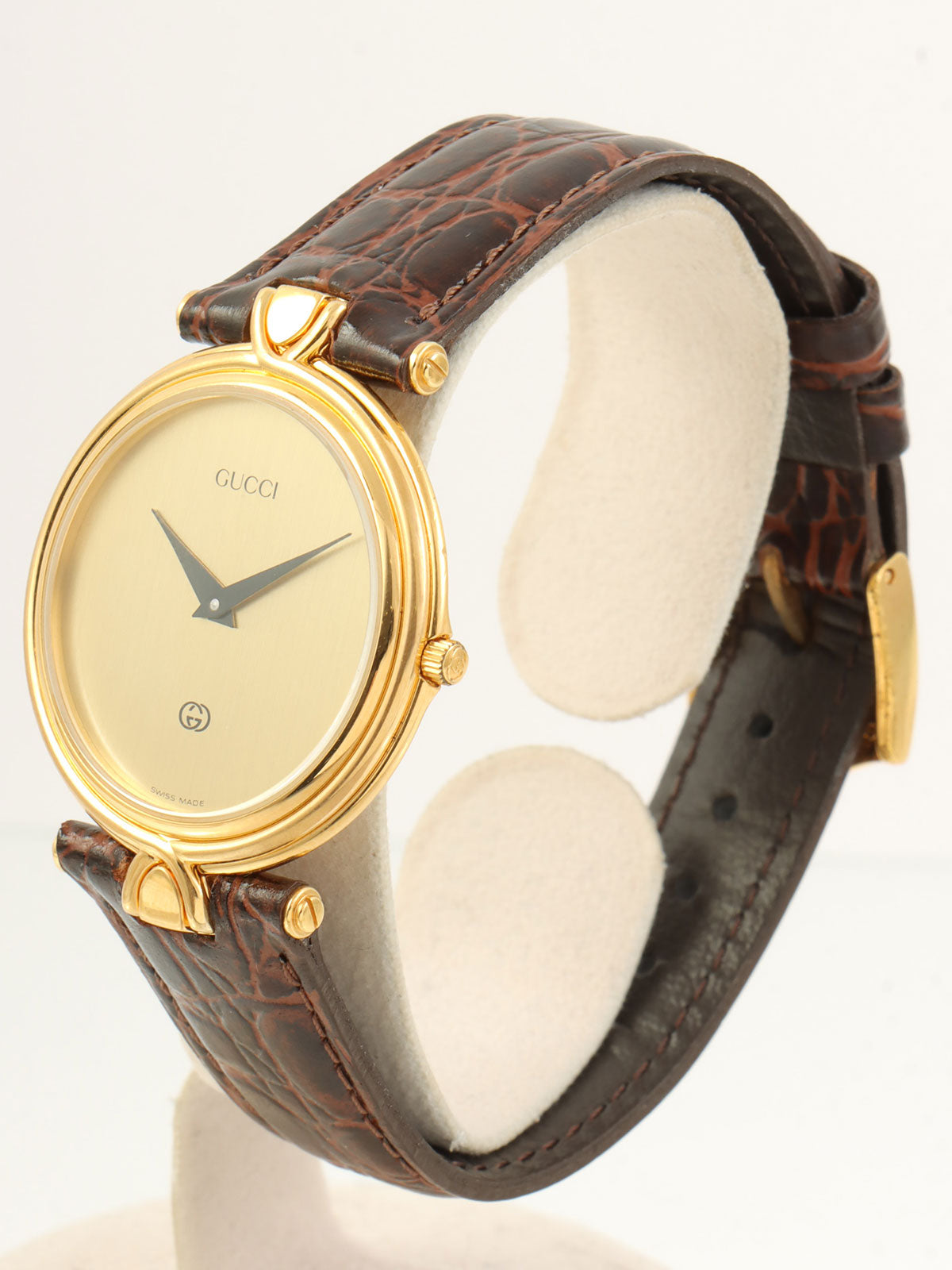 ラウンドロゴフェイスウォッチ ゴールド/ブラウン