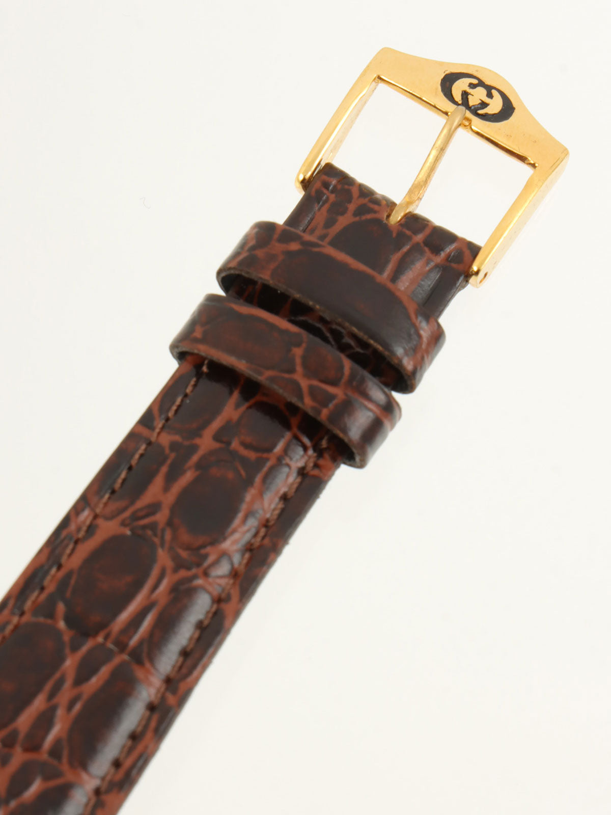 ラウンドロゴフェイスウォッチ ゴールド/ブラウン