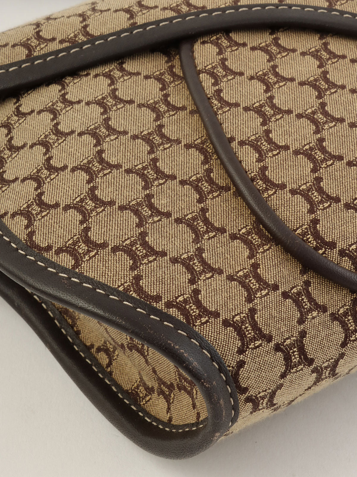 キャンバスマカダムパターンワンショルダーバッグ ベージュ