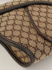 キャンバスマカダムパターンワンショルダーバッグ ベージュ