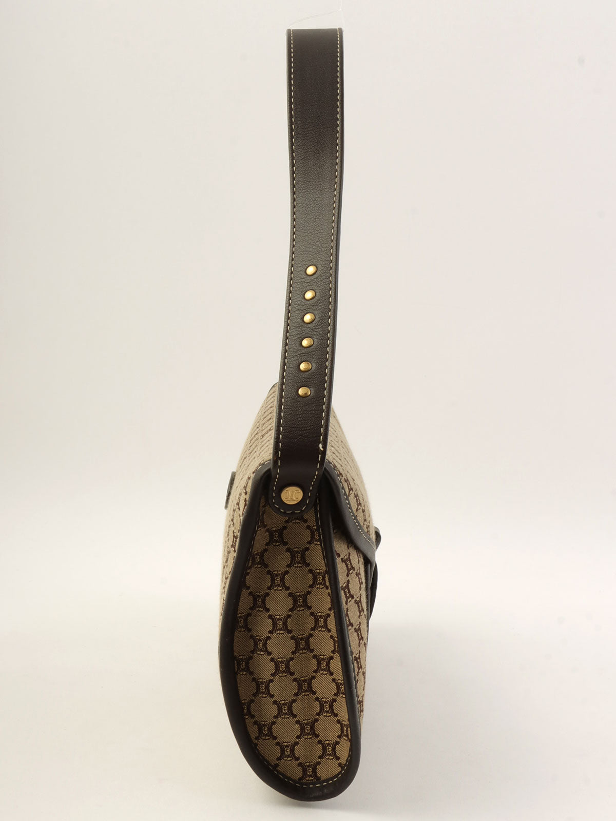 キャンバスマカダムパターンワンショルダーバッグ ベージュ