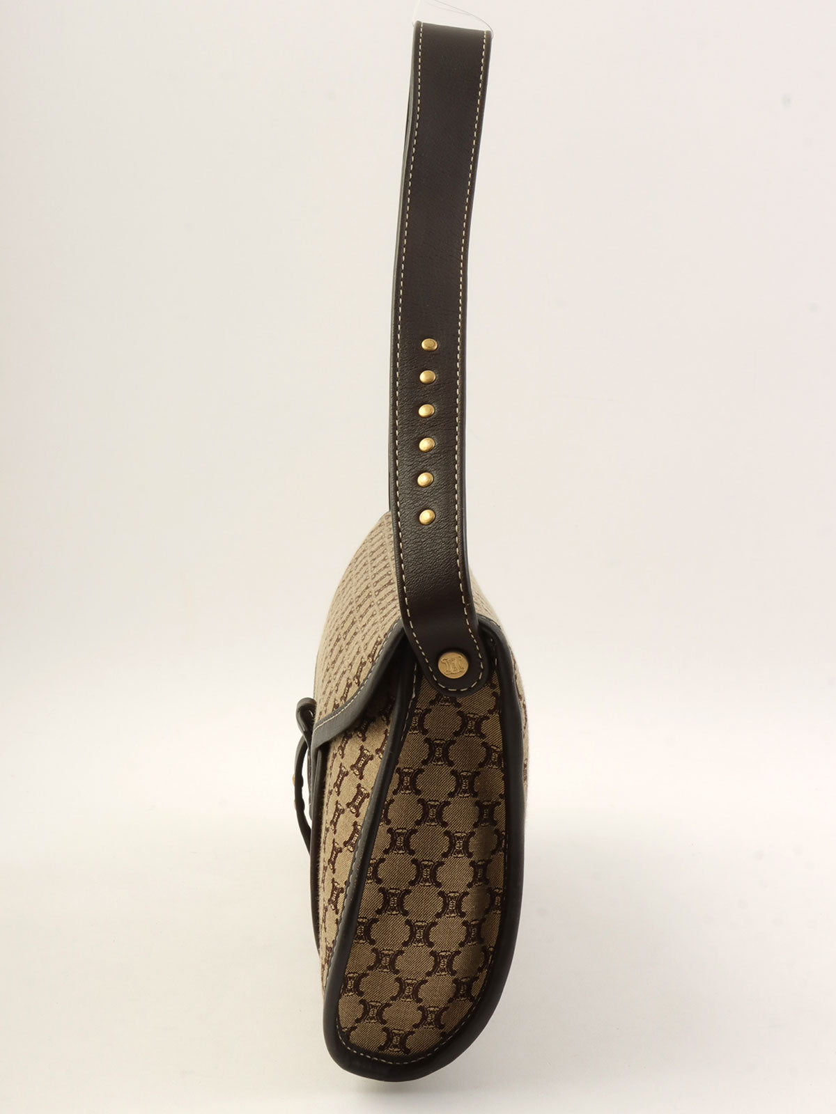 キャンバスマカダムパターンワンショルダーバッグ ベージュ