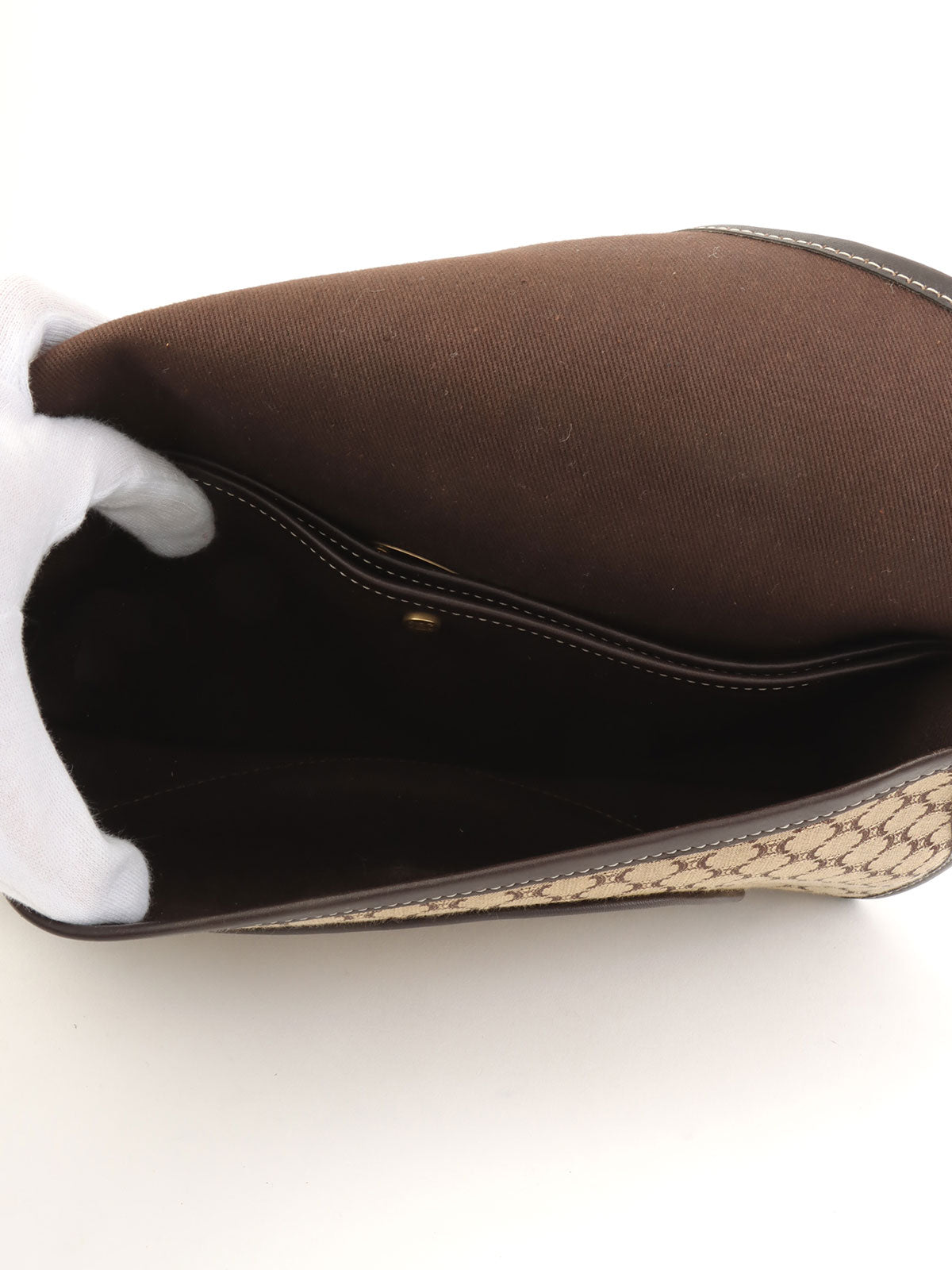 キャンバスマカダムパターンワンショルダーバッグ ベージュ