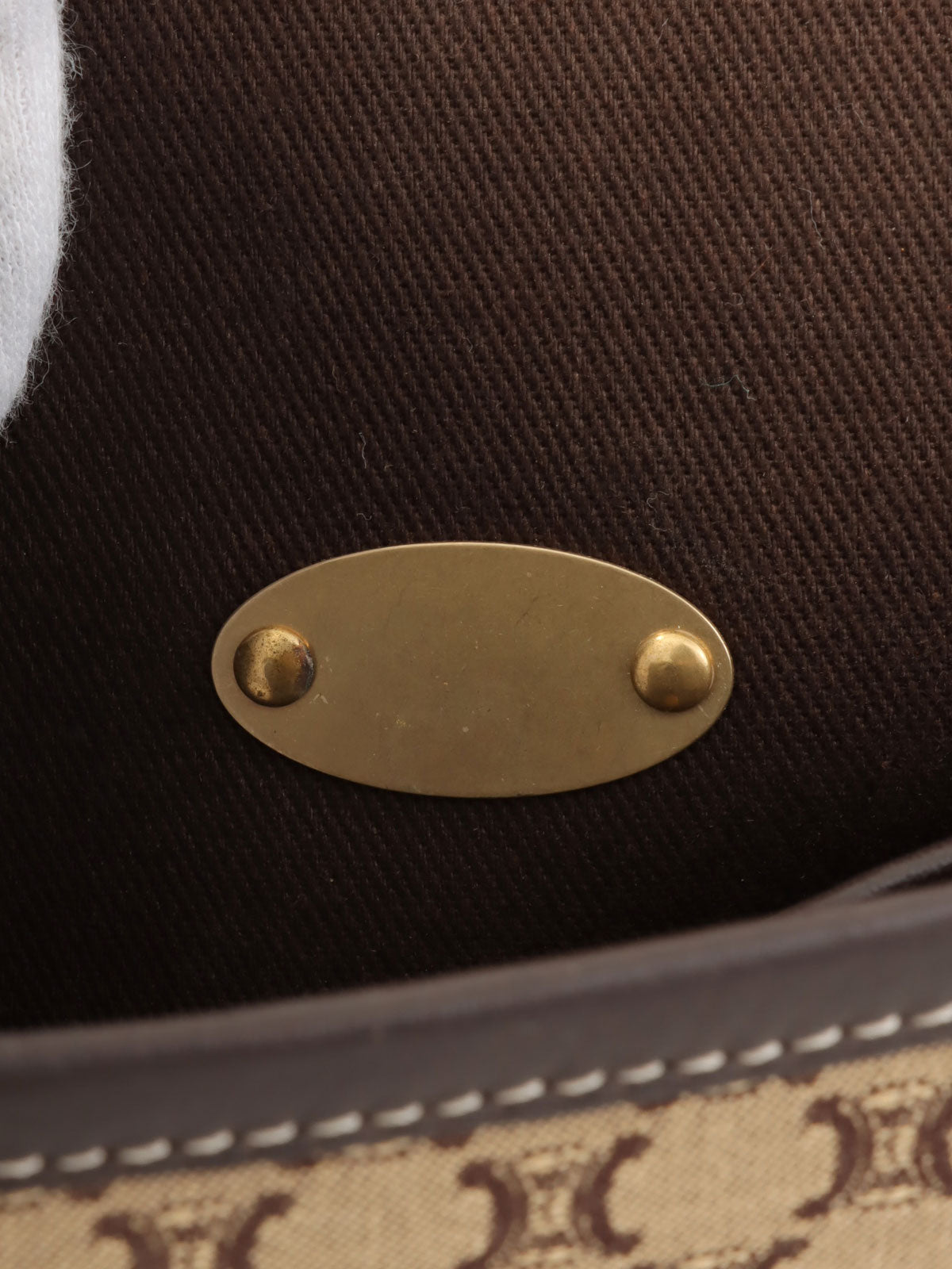 キャンバスマカダムパターンワンショルダーバッグ ベージュ