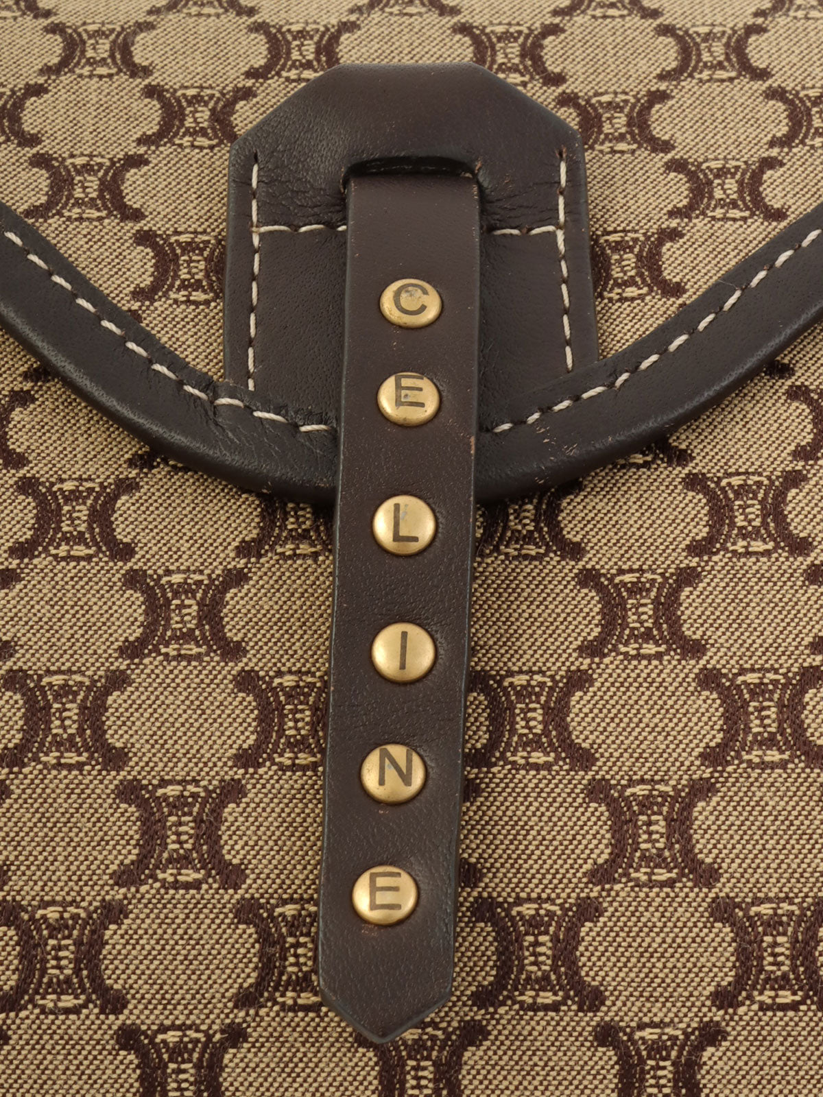 キャンバスマカダムパターンワンショルダーバッグ ベージュ