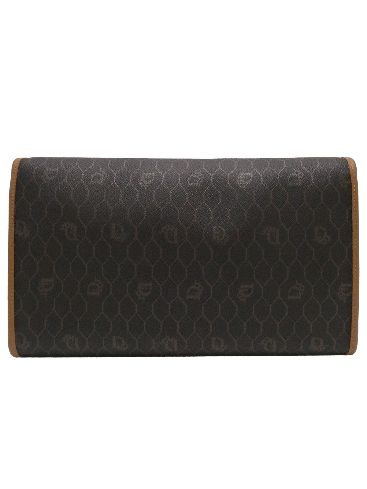 ハニカムパターンロゴプレートチェーンショルダーバッグ ブラウン