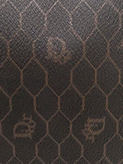 ハニカムパターンロゴプレートチェーンショルダーバッグ ブラウン