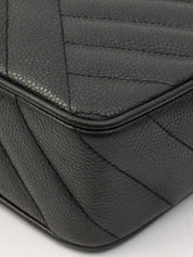 1992年頃製 キャビアスキンバイアスステッチビジューチェーンバッグ ブラック