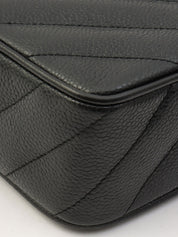 1992年頃製 キャビアスキンバイアスステッチビジューチェーンバッグ ブラック