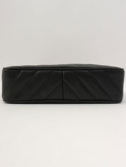 1992年頃製 キャビアスキンバイアスステッチビジューチェーンバッグ ブラック