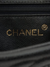 1992年頃製 キャビアスキンバイアスステッチビジューチェーンバッグ ブラック