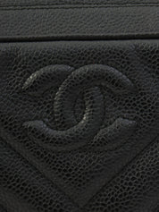 1992年頃製 キャビアスキンバイアスステッチビジューチェーンバッグ ブラック