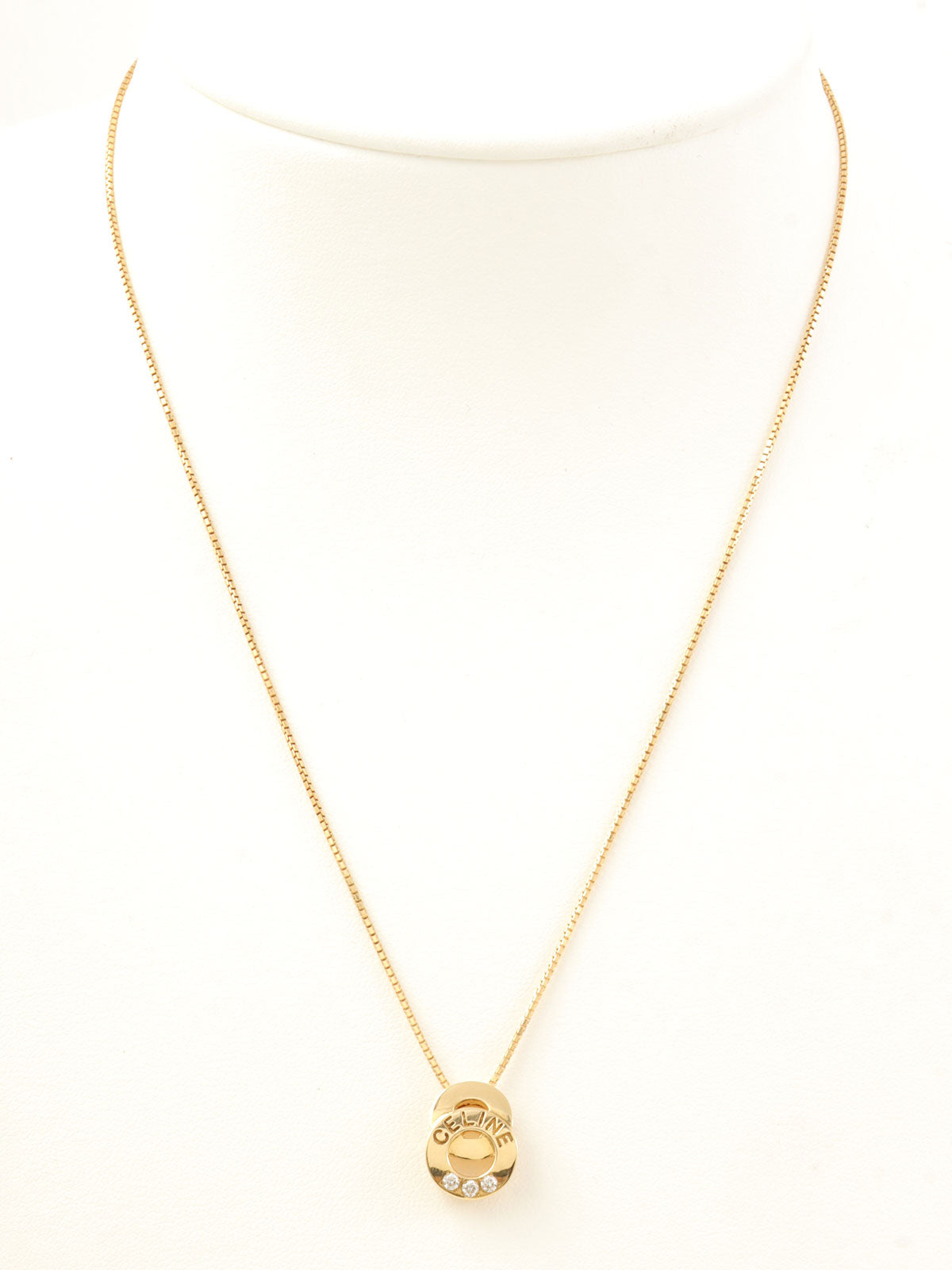 18K Gold Diamond Double Circle Necklace