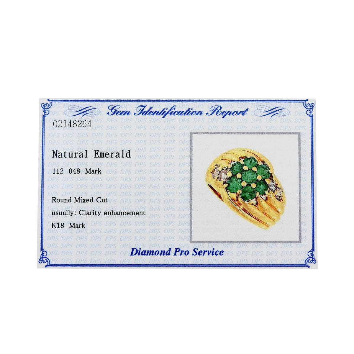 18K Emerald and Diamond Ring Gold #50.5