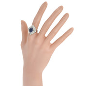 Platinum Large Motif Sapphire Diamond Ring #52 Silver