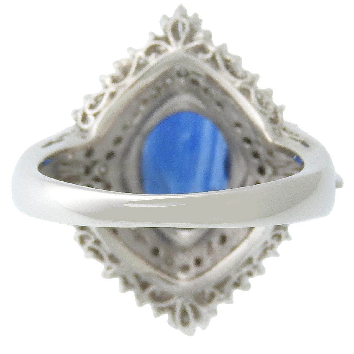 Platinum Large Motif Sapphire Diamond Ring #52 Silver