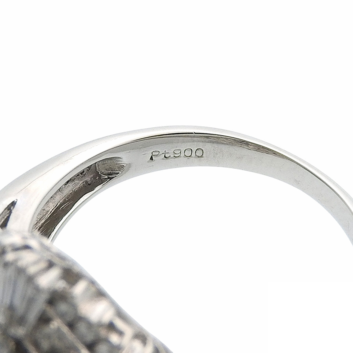 Platinum Large Motif Sapphire Diamond Ring #52 Silver